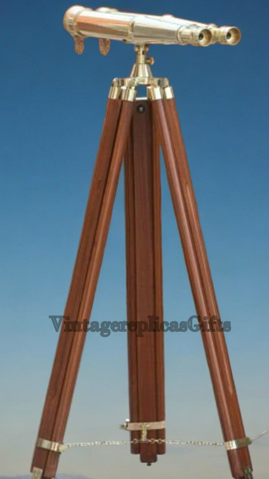 Nautical Brass 18" Binocular Marine Telescope w/ Floor Tripod Stand - Home Decor