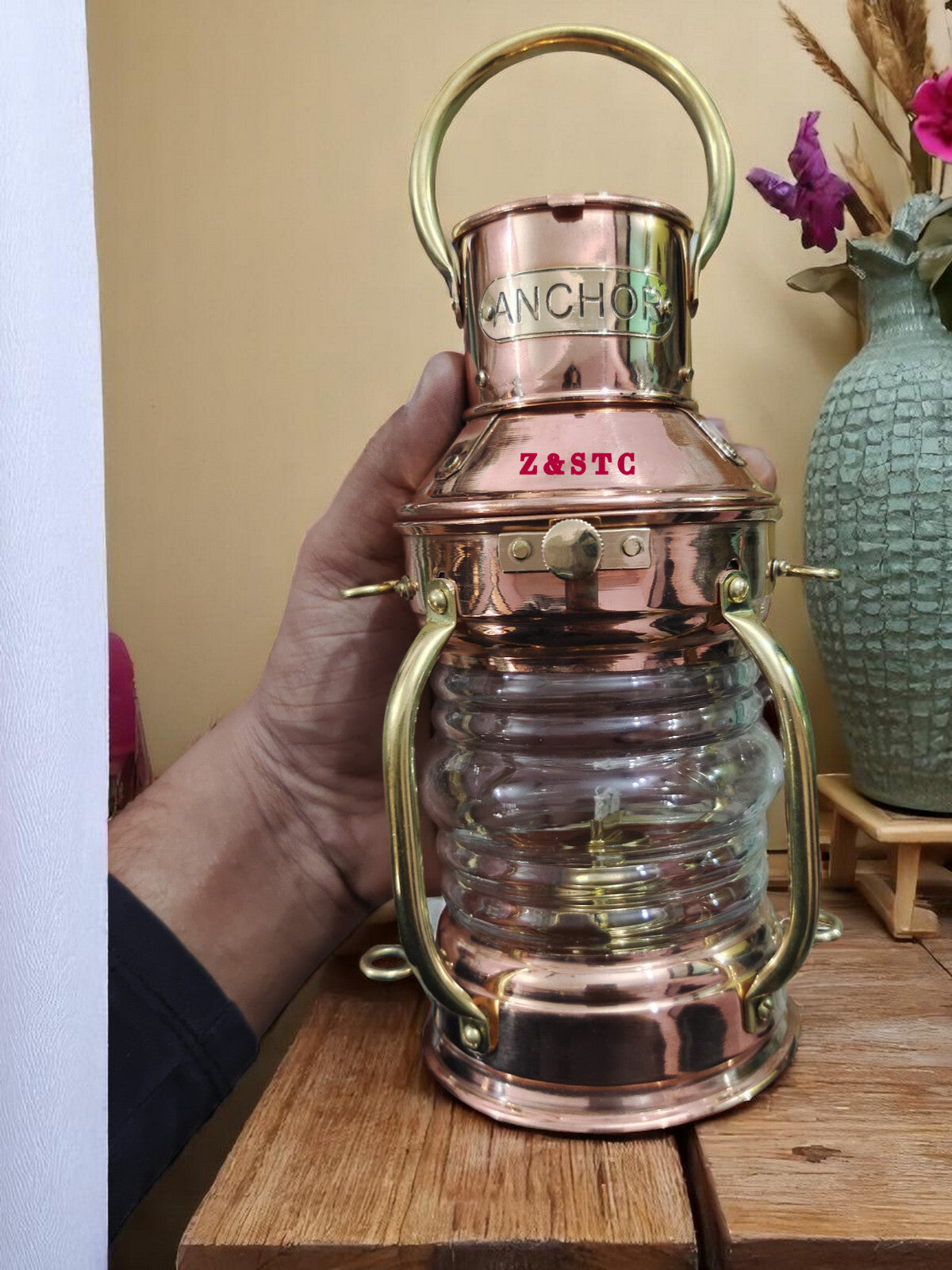 Antique Style Brass Hanging Lamp – Vintage Nautical Lantern, Oil/Kerosene