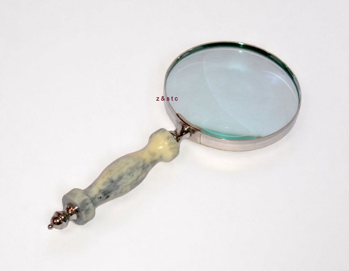 Vintage Brass Magnifying Glass Handheld Lens for Reading & Display