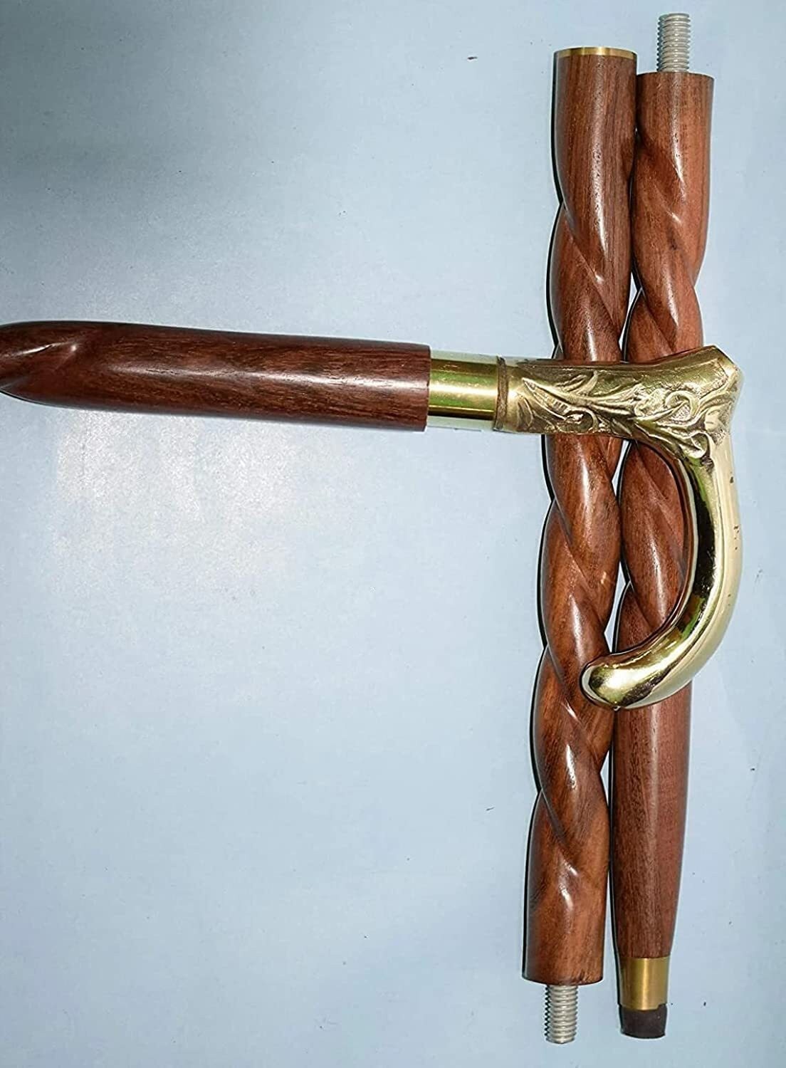 Handmade Brass Walking Stick | Wooden Antique Decorative Cane