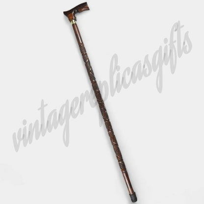 Handcrafted Steampunk Rosewood Walking Stick for Men & Women (36 Inch)