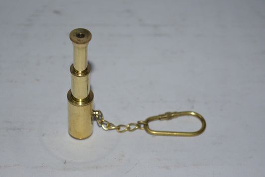 Pocket Telescope Brass Keychain – Mini Nautical Spyglass Key Ring for Travelers