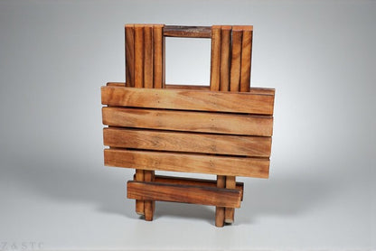 Portable Wooden Folding Table – Natural Brown Handmade Coffee/End Table 13"