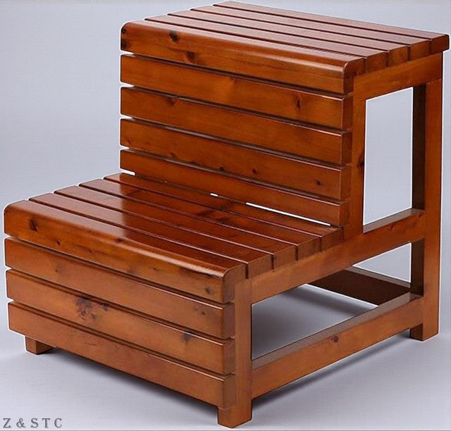 Wooden 2-Step Stool – Premium Teak Wood Step Ladder for Home.
