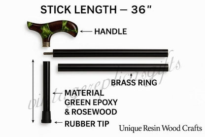 Premium Rosewood Walking Cane 36 Inch Handmade Vintage Style Wooden Stick Unisex