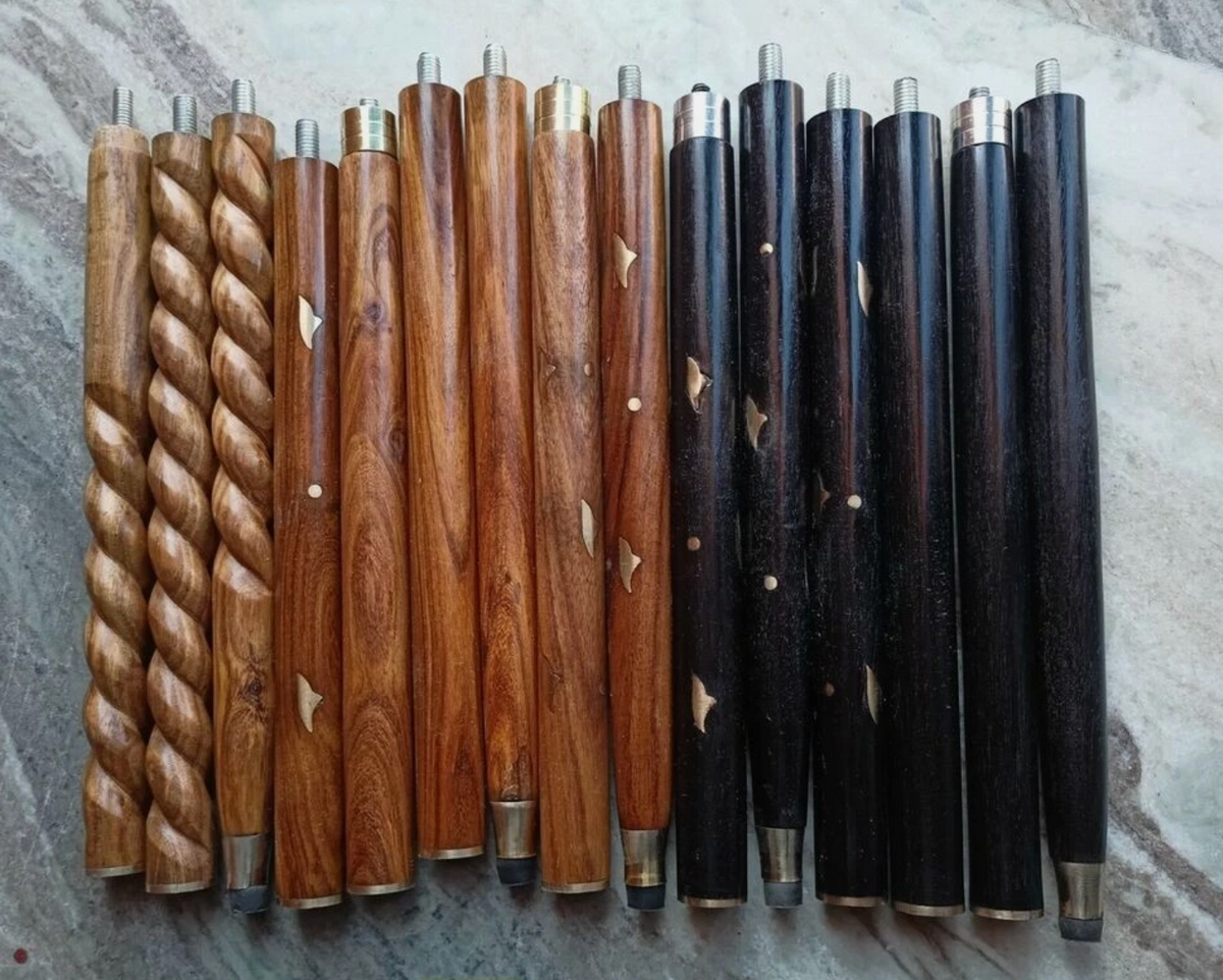 Set of 5 Wooden Walking Stick Shafts | 3-Fold Cane Replacement Poles