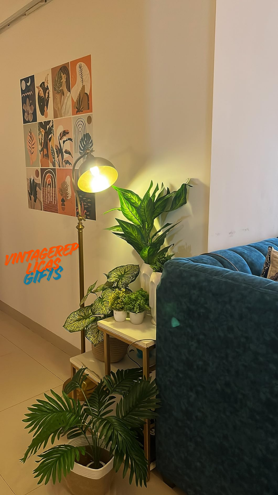 Antique Brass Finish Floor Lamp Adjustable Arm, 4.5ft Freestanding Reading Light