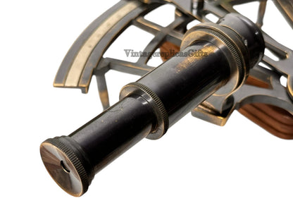 Vintage German Brass Nautical Sextant 8" - Antique Marine Navigation Instrument