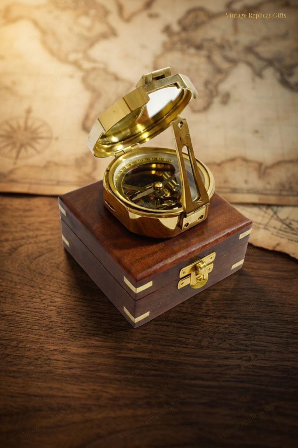 Handmade Brass Brunton Compass Kelvin & Hughes 1917 Antique Nautical Decor
