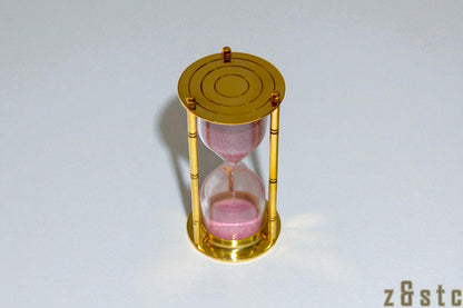 Classic Brass Hourglass Timer – Nautical Decor Gift with Pink Sand