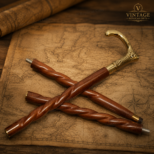 Handmade Brass Walking Stick | Wooden Antique Decorative Cane