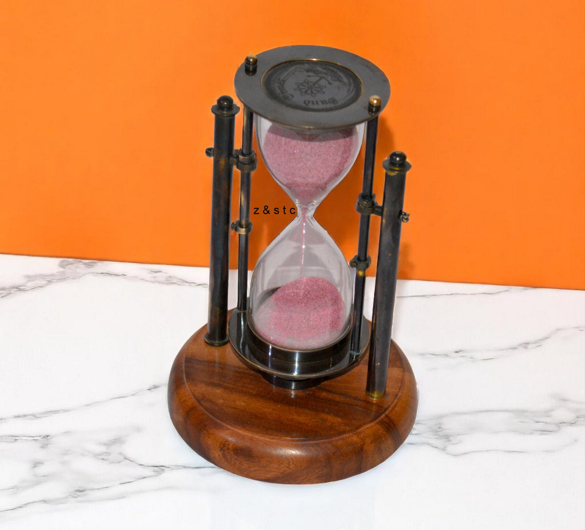 Antique Style Brass Sand Timer – 5 Min Hourglass Desk Decor