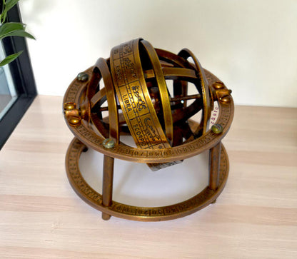 Mini Brass Armillary Sphere  Celestial Globe Model for Collectors