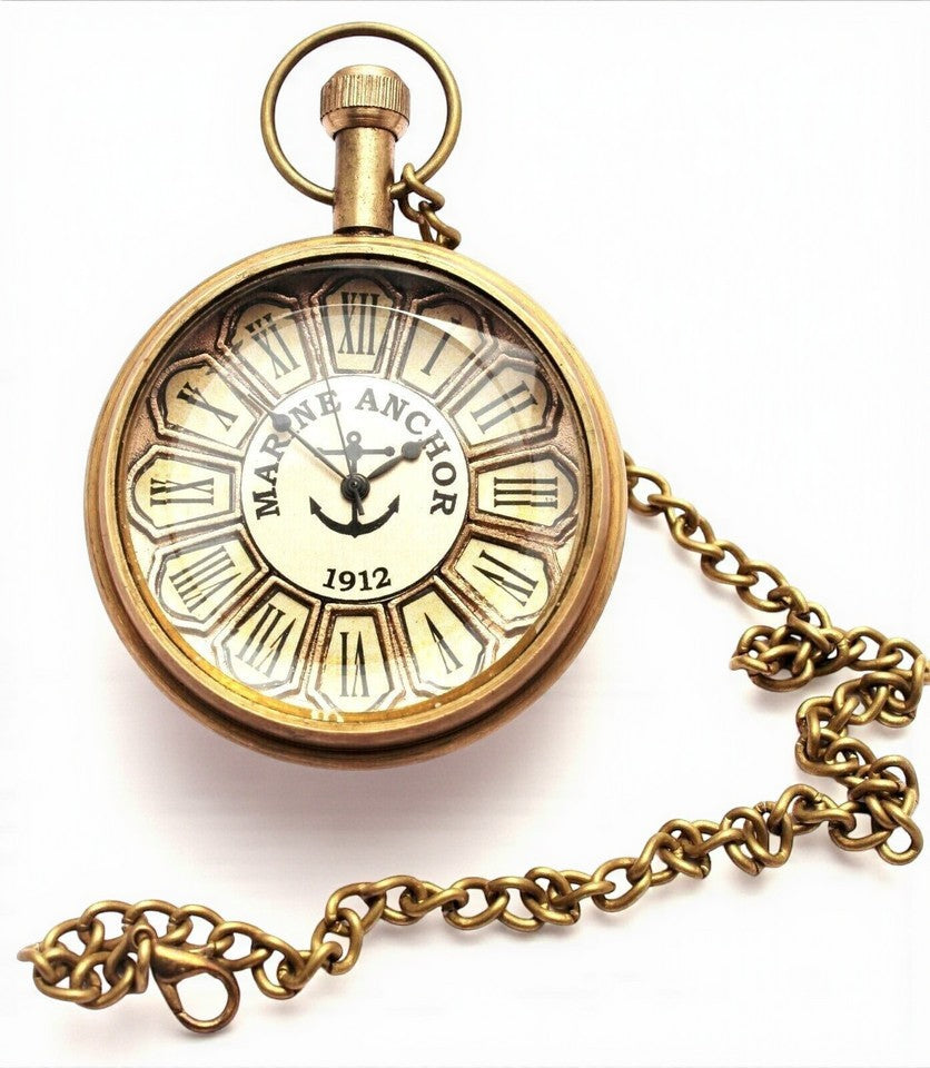Antique Brass Pocket Watch 2" | Nautical Vintage American Elgin Look Collectible