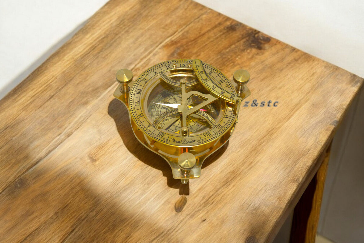 Nautical Brass Sundial Compass – Working Antique Style Compass for Outdoor Use