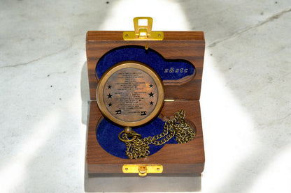 Vintage Style Working Compass in Locket Design with Wooden Gift Box