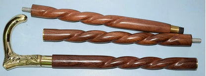 Handmade Brass Walking Stick | Wooden Antique Decorative Cane