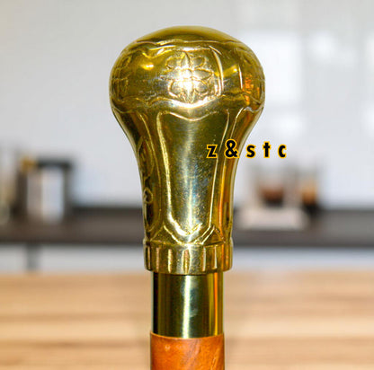 Handcrafted Victorian Walking Stick – Solid Wood & Brass Design