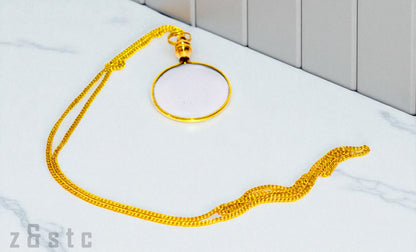 Small Magnifying Glass with Chain – Wearable Brass Loupe Pendant for Reading