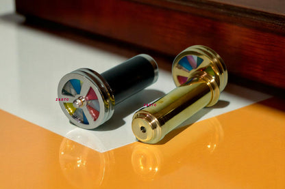 brass & Leather wrapped kaleidoscopes '2 pieces,handheld antique style decor