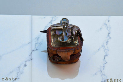 Best Brass Astrolabe Sextant with Leather Box – Nautical Replica C-3130