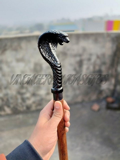 VintageReplicasGifts Victorian Brass Handle Walking Stick 3 Fold Wooden Cane