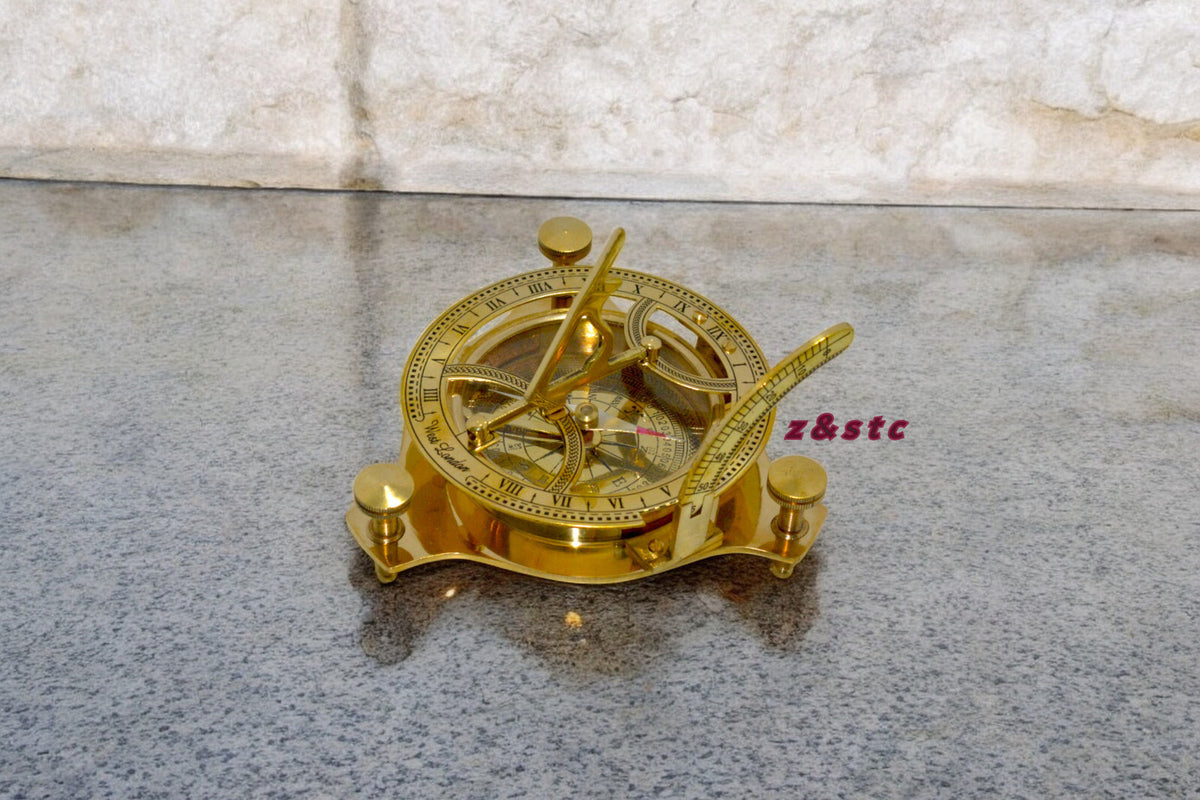 Nautical Brass Sundial Compass – Working Antique Style Compass for Outdoor Use