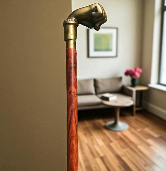 Antique-Style Brass Handle Walking Stick – Durable & Decorative