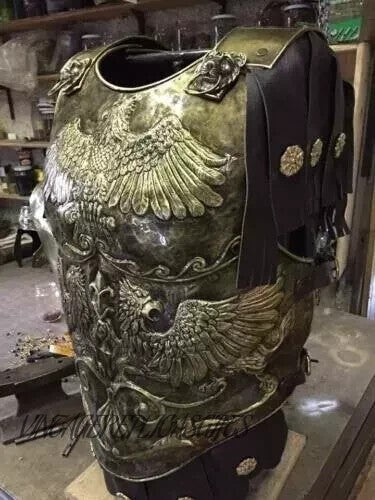 Brass Medieval Roman Chest Armor Reenactment Cuirass With Roman Helmet