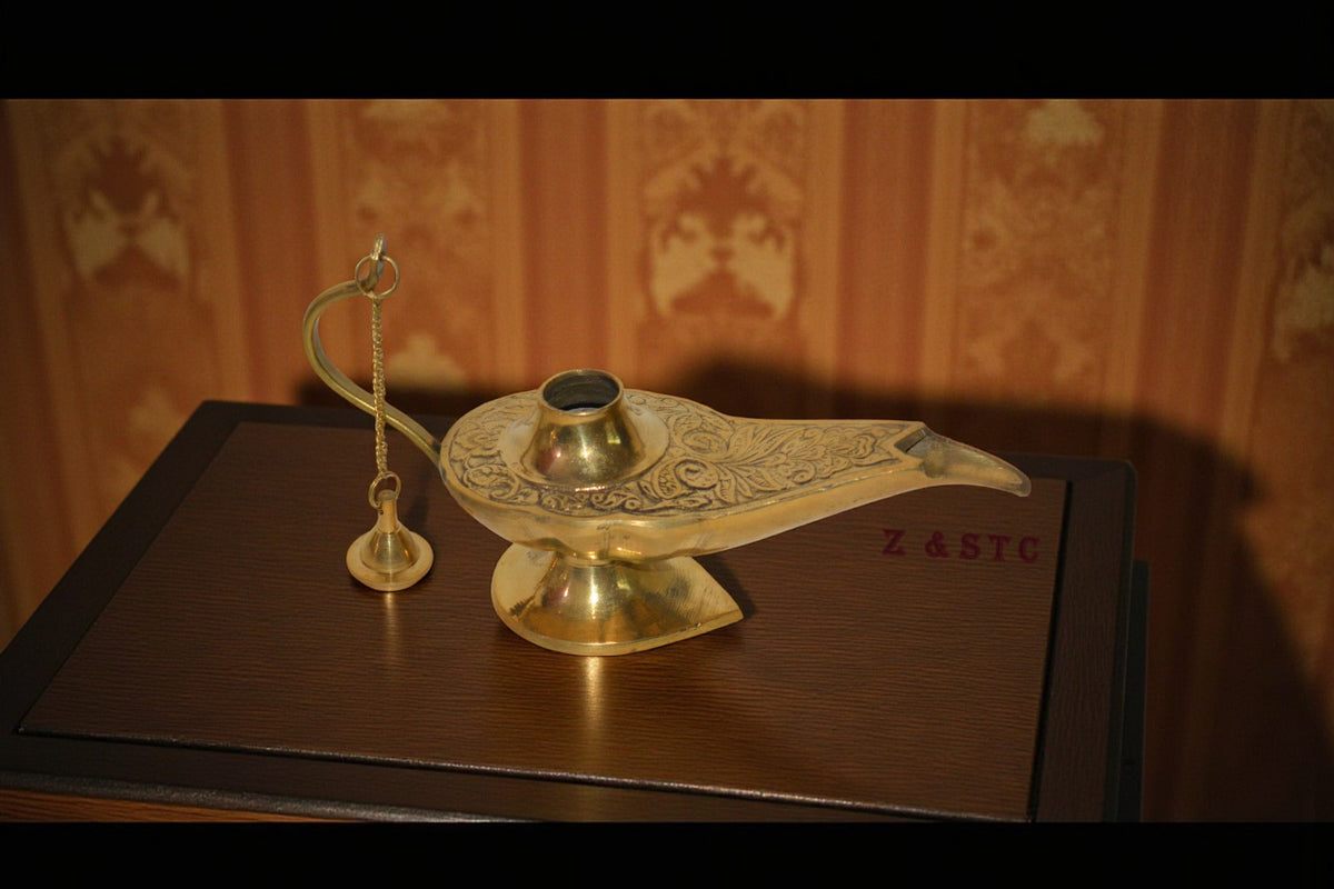 Golden Aladdin’s Magic Lamp – Brass Handcrafted Chirag for Home & Gifting