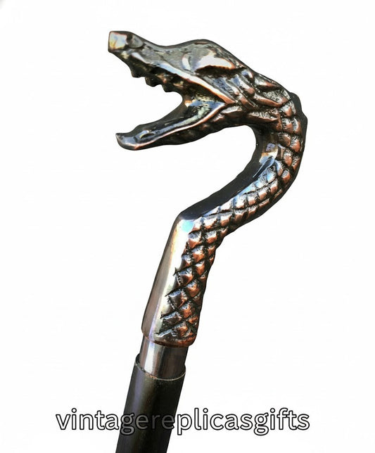 Brass Dragon Head Handle Walking Stick – canes gifts