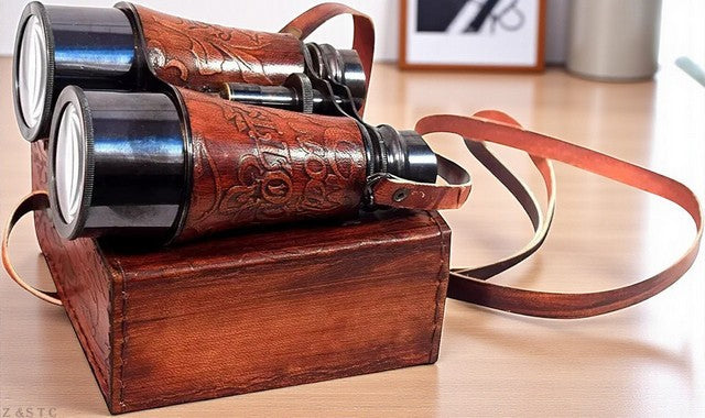 Brass Antique Telescope Pirate Spyglass Nautical Scope with Leather Wrap