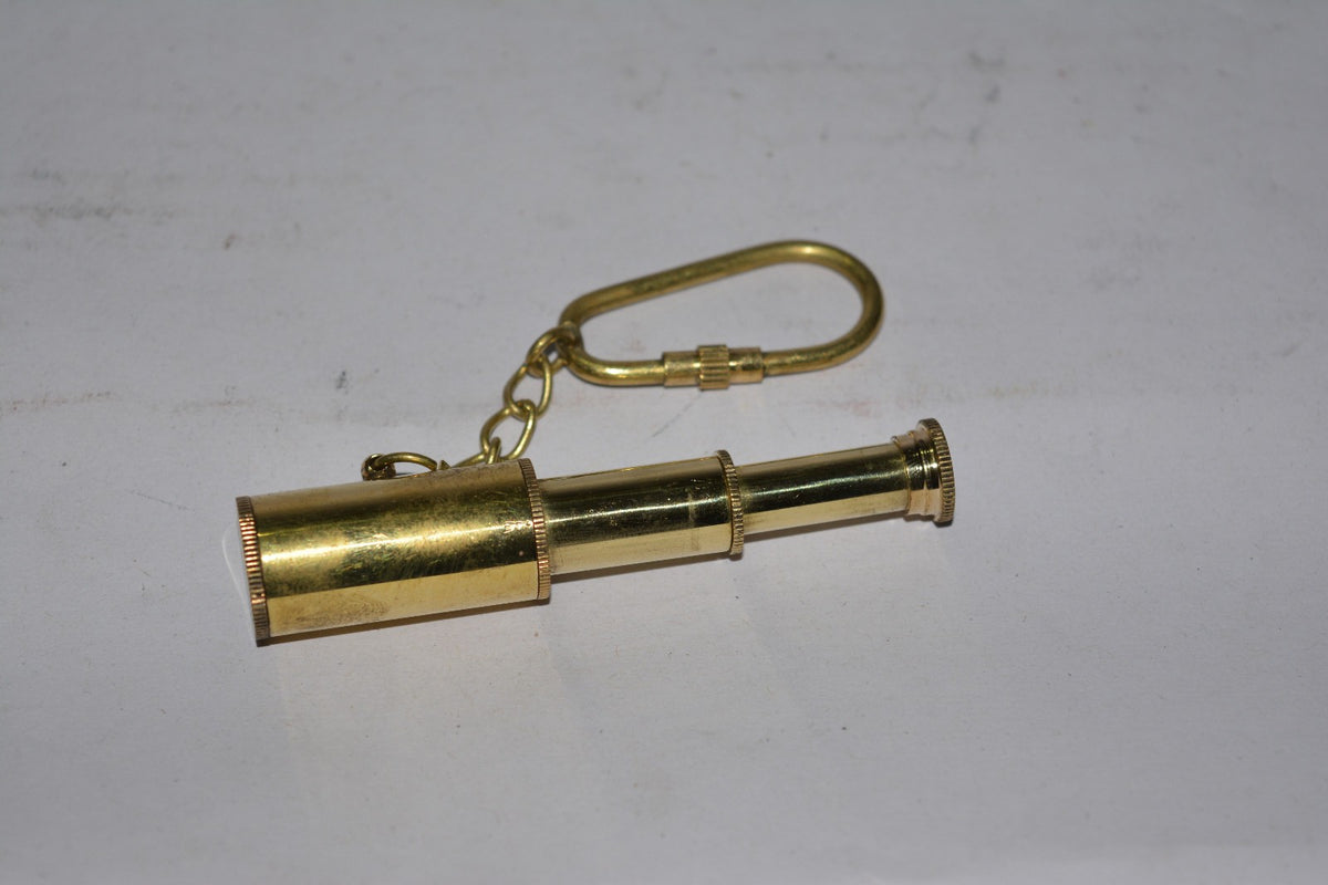 Pocket Telescope Brass Keychain – Mini Nautical Spyglass Key Ring for Travelers