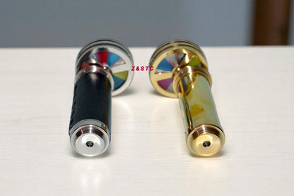 brass & Leather wrapped kaleidoscopes '2 pieces,handheld antique style decor