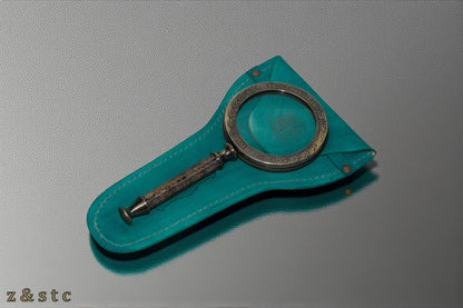 Henry Hughes Brass Handheld Magnifying Glass with Leather Cover – Vintage Replic