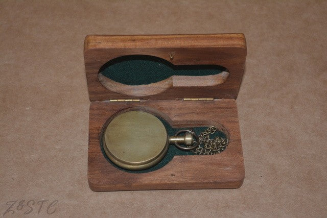 Golden Era Charm – Handcrafted Brass POCKET Watch With Wooden Box Gift