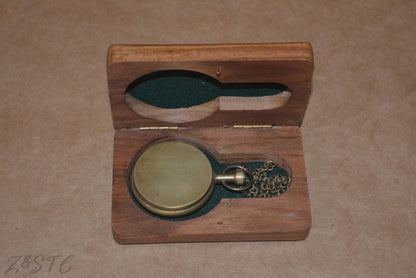 Golden Era Charm – Handcrafted Brass POCKET Watch With Wooden Box Gift