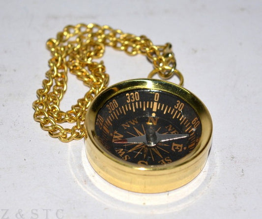 Nautical Brass Compass Keychain Pendant – Functional & Stylish Accessory