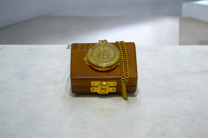 Nautical Brass Compass with Wooden box – Maritime Navigation Decor