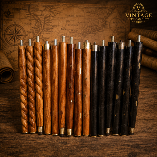 Set of 5 Wooden Walking Stick Shafts | 3-Fold Cane Replacement Poles