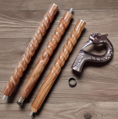 Handcrafted Vintage Style Wooden Walking Cane with Brass Handle