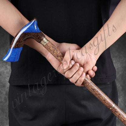 olid Palmwood Walking Stick 36” Handmade Designer Cane Durable Mobility Aid
