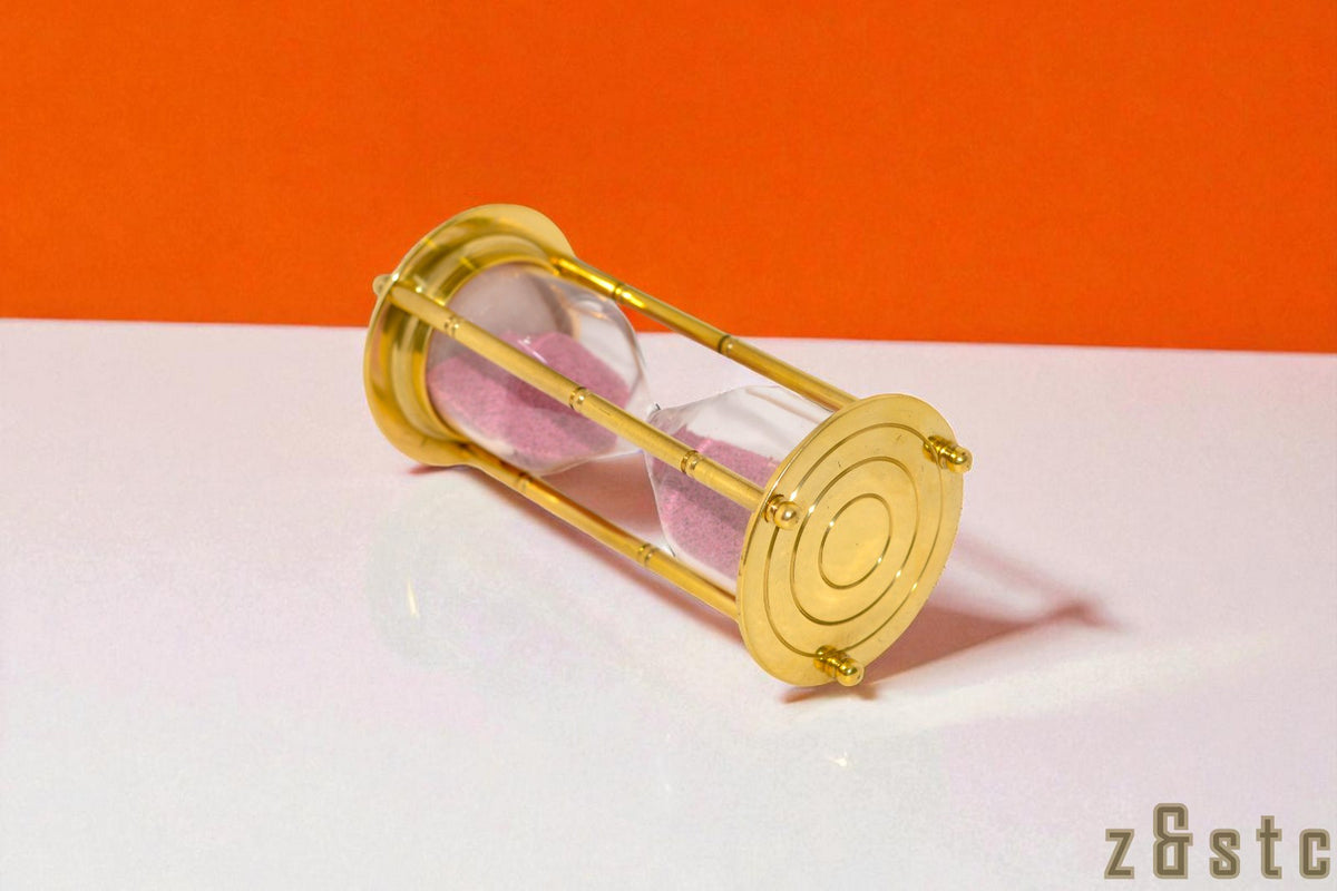 Classic Brass Hourglass Timer – Nautical Decor Gift with Pink Sand
