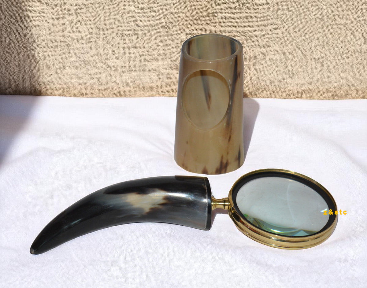 Vintage Brass Handheld Magnifying Glass Nautical Style Reader Lens