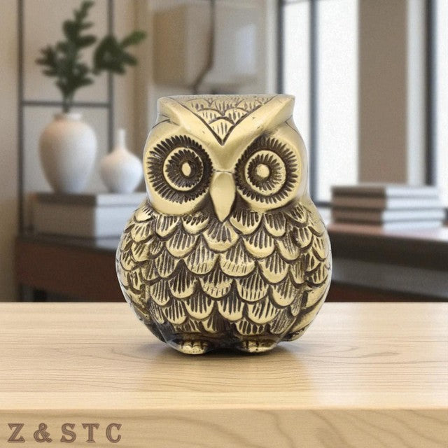Handcrafted Brass Owl Figurine – Symbol of Wisdom for Home or Office Decor