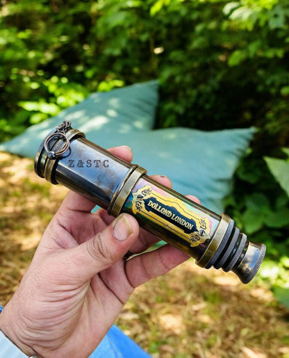 Vintage Brass 16" Telescope Spyglass Scope Nautical Maritime With Wooden Box