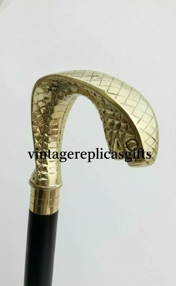Brass Cobra Head Handle Walking Stick – ANTIQUE VINTAGE LOOK