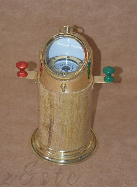 Antique Style Brass and Wood Ship’s Binnacle Compass – Maritime Collectible