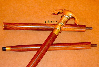 Nautical Style Walking Stick – Brass Ship Anchor Handle, Foldable Wooden Cane