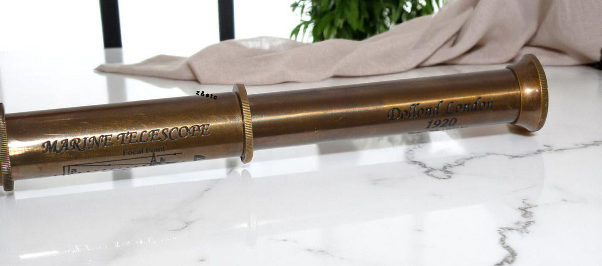 Vintage Brass Leather-Wrapped Telescope with Leather Box Nautical Spyglass Gift